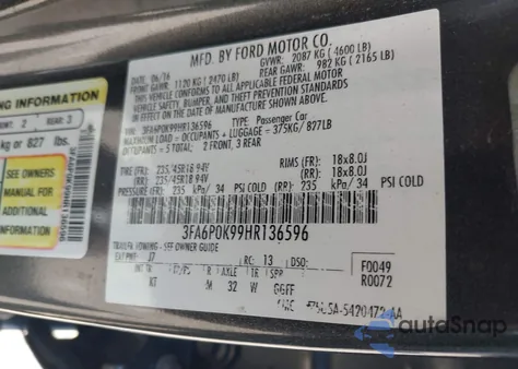 2017 Ford Fusion Titanium from USA, damaged, VIN 3FA6P0K99HR136596